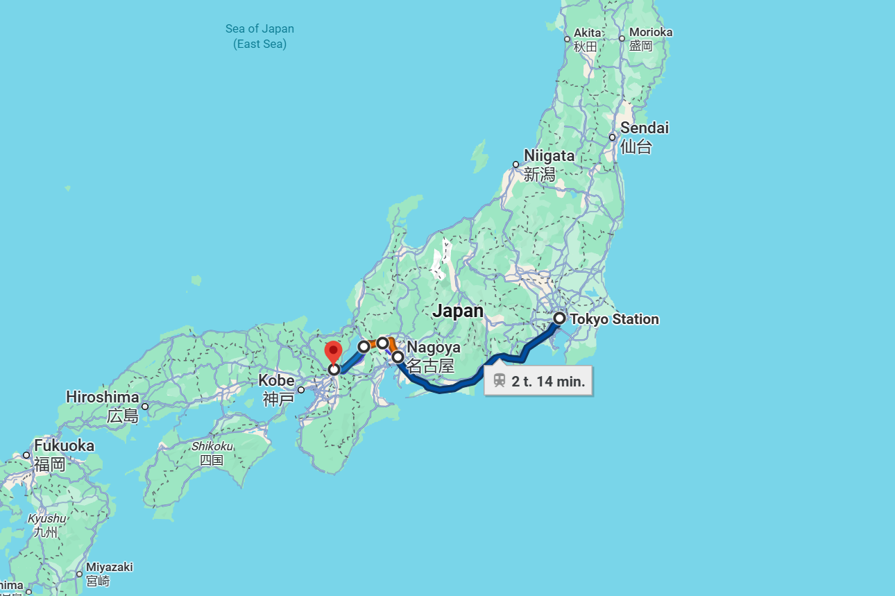 Transport i Japan, fra Tokyo til Kyoto